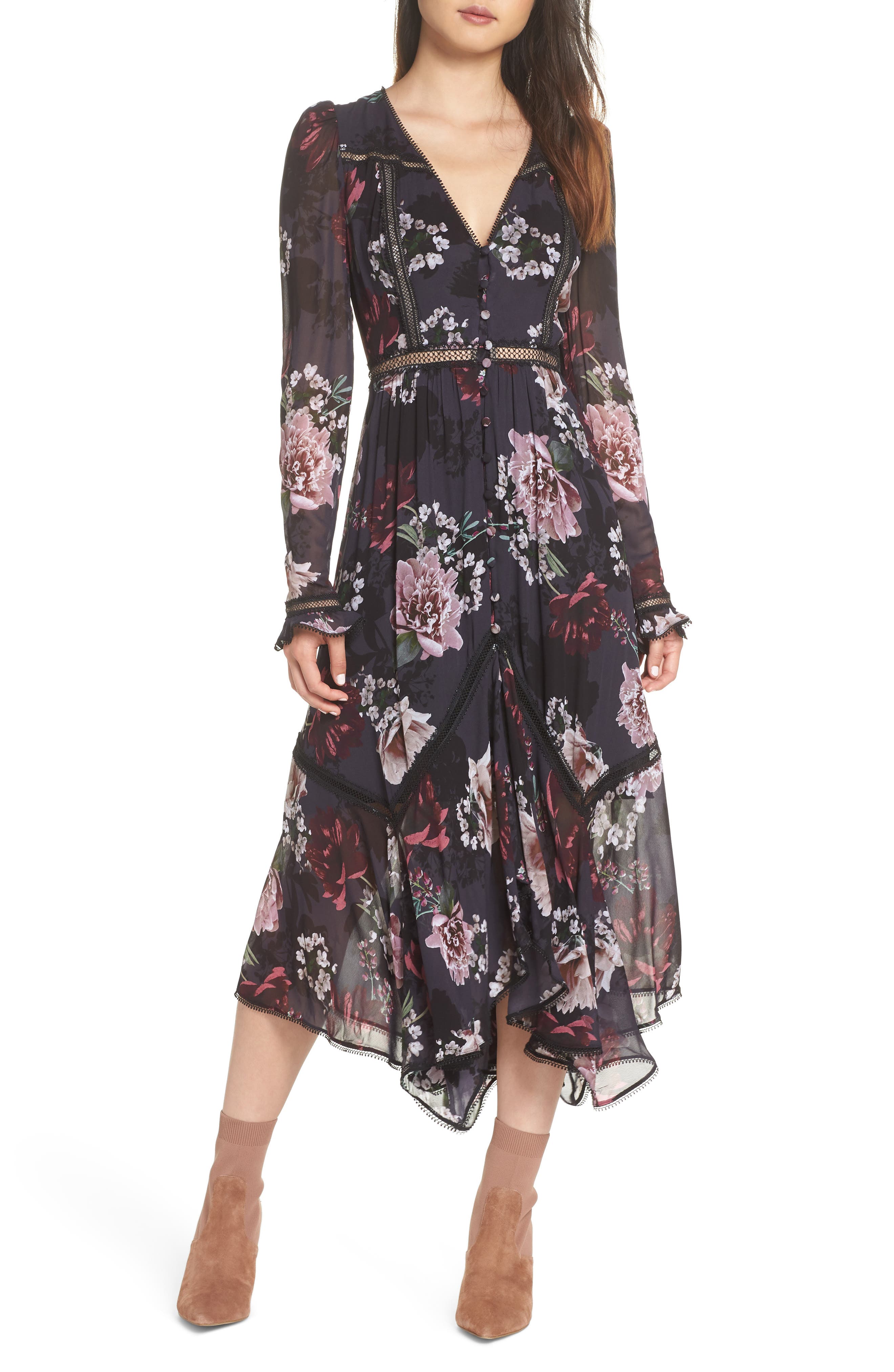 Handkerchief Hem Maxi Dress